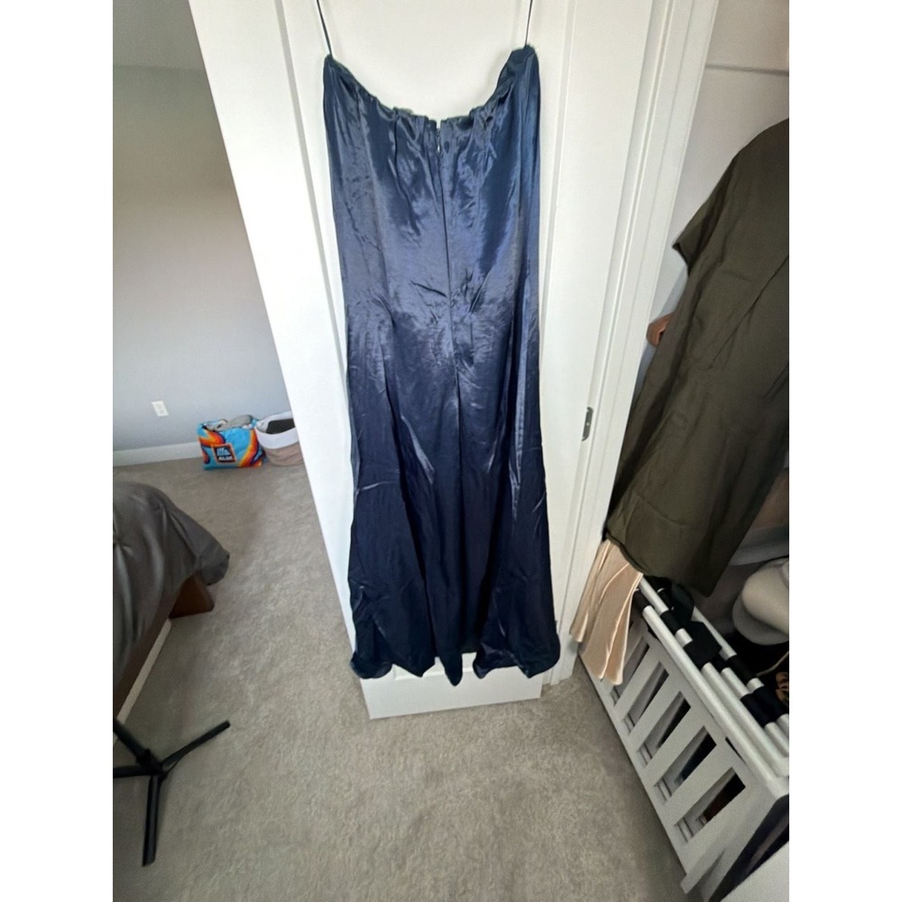 Abercrombie & Fitch Satin Maxi Dress Navy Blue Size S_121 - Picture 3 of 6